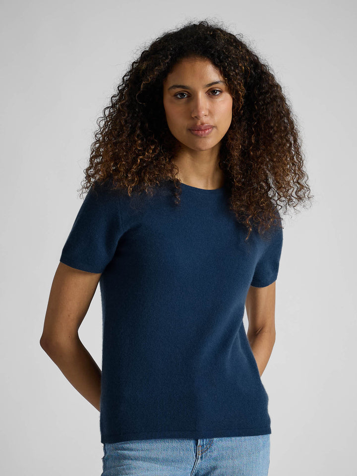 Cashmere T-shirt "Fresh" - mountain blue - 100% pure Cashmere - Scandinavian design - Kashmina of Norway