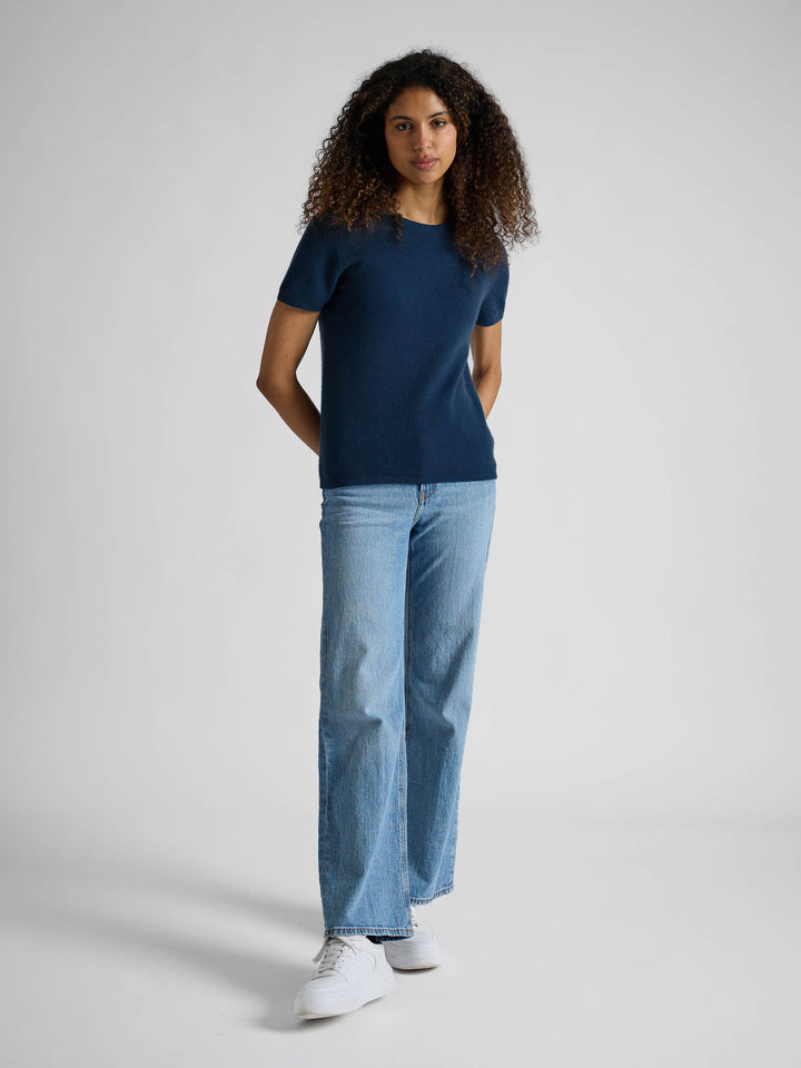 Cashmere T-shirt "Fresh" - mountain blue - 100% pure Cashmere - Scandinavian design - Kashmina of Norway