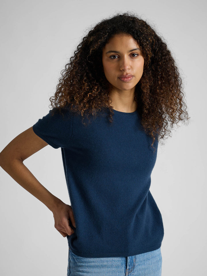 Cashmere T-shirt "Fresh" - mountain blue - 100% pure Cashmere - Scandinavian design - Kashmina of Norway