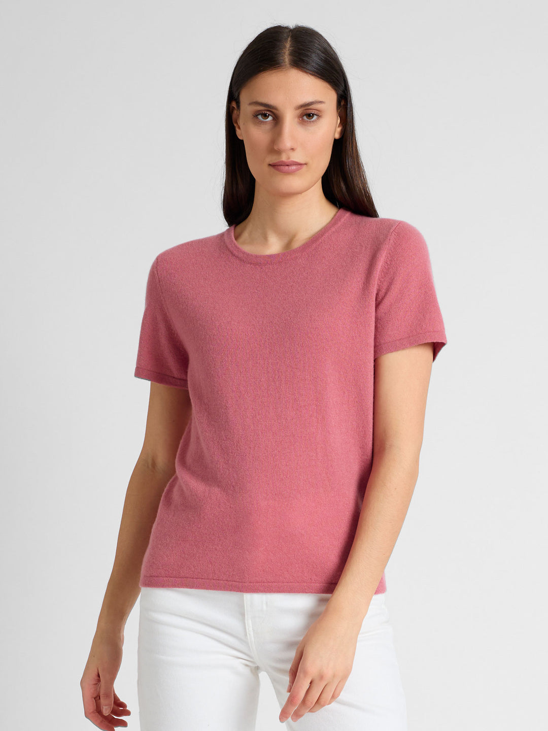 cashmere t-shirt tee shirt sustainable fashion luxury quality norwegian design. Color Pink Berry