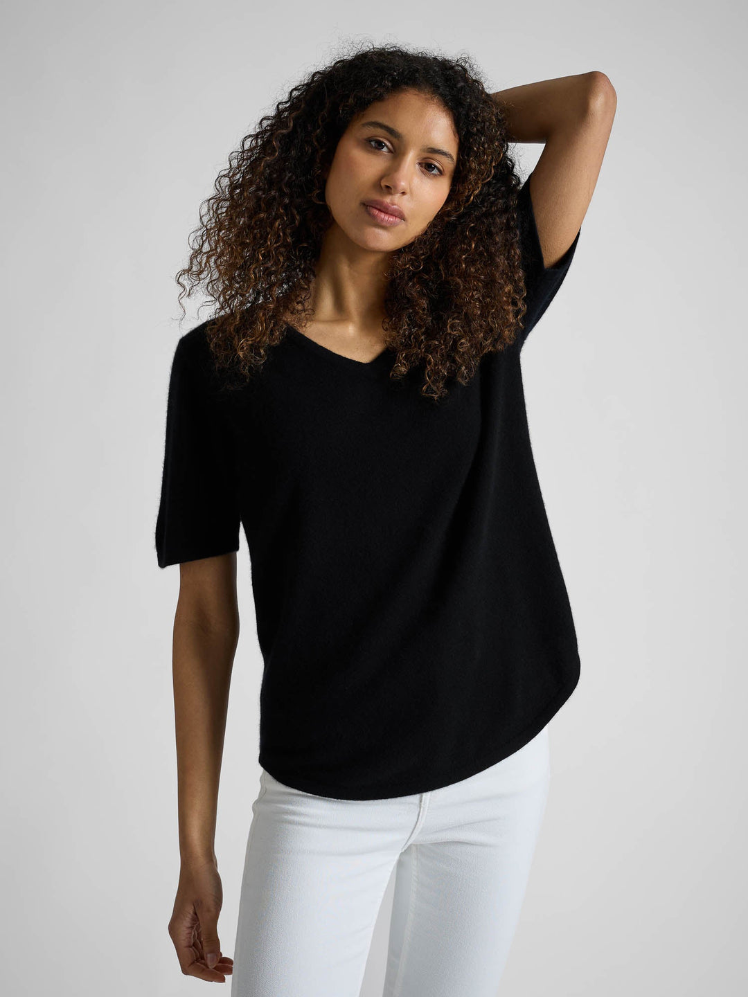 Cashmere T-shirt "Iben" - black - 100% pure Cashmere - Scandinavian design - Kashmina of Norway