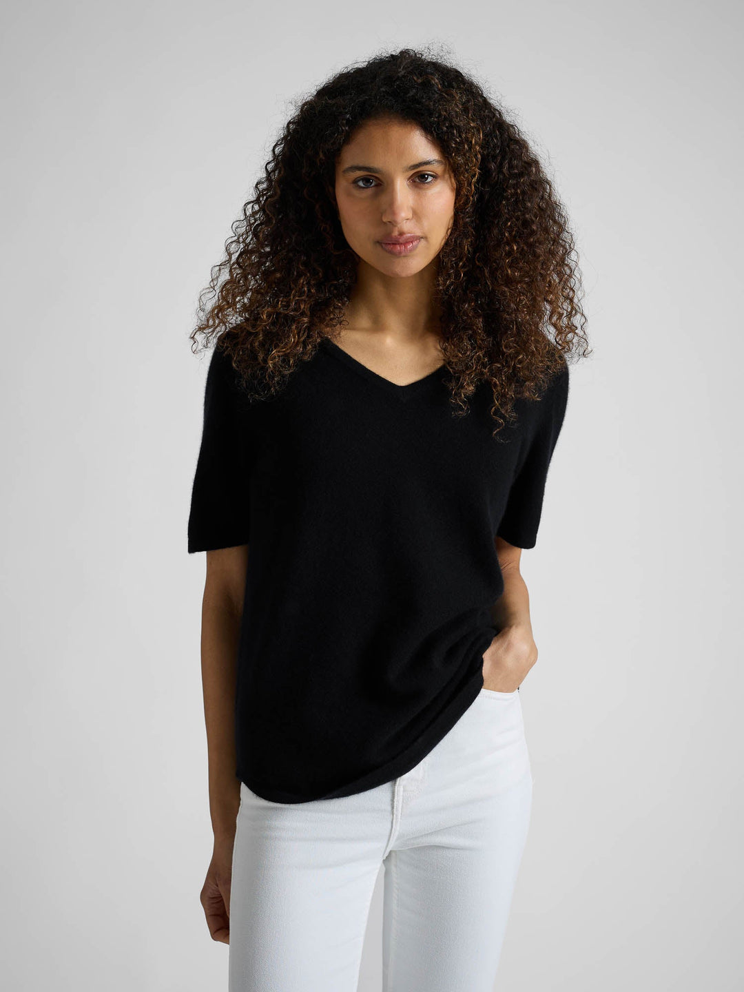 Cashmere T-shirt "Iben" - black - 100% pure Cashmere - Scandinavian design - Kashmina of Norway