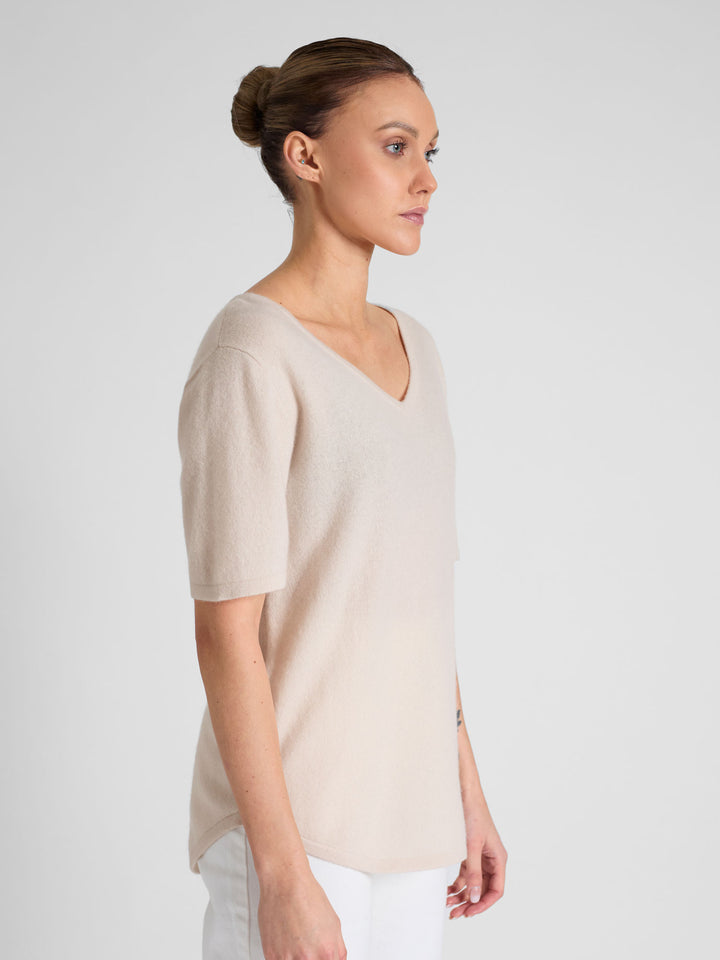 Cashmere T-shirt "Iben" - pearl