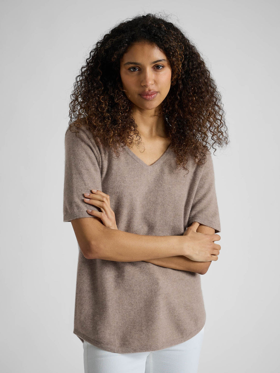 Cashmere T-shirt "Iben" - toast - 100% pure Cashmere - Scandinavian design - Kashmina of Norway