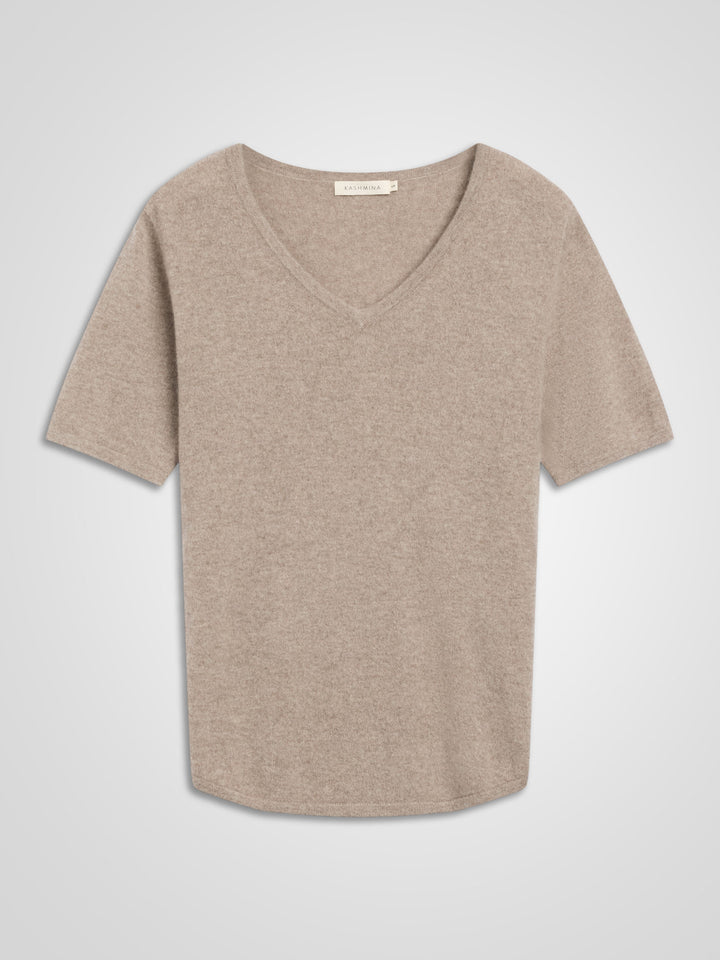 Cashmere T-shirt "Iben" - toast - 100% pure Cashmere - Scandinavian design - Kashmina of Norway
