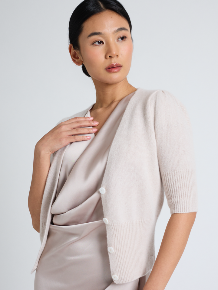 Cashmere cardigan "Grace" - pearl - 100% pure Cashmere - Scandinavian design - Kashmina of Norway