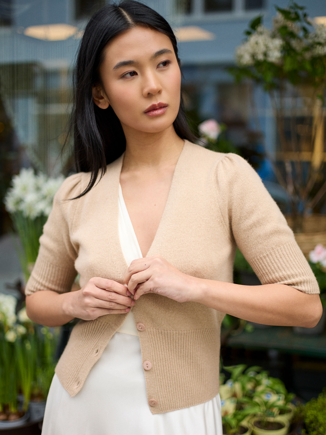 Cashmere cardigan "Grace" - sand - 100% pure Cashmere - Scandinavian design - Kashmina of Norway