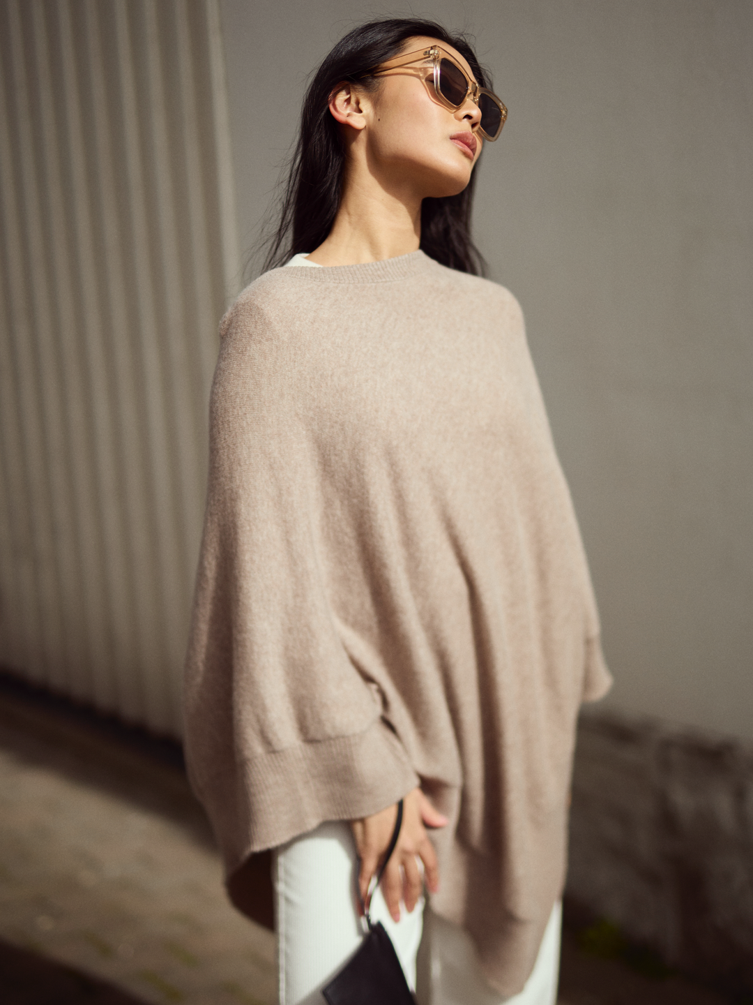 Cashmere poncho "Haddy" - toast - 100% pure Cashmere - Scandinavian design - Kashmina of Norway