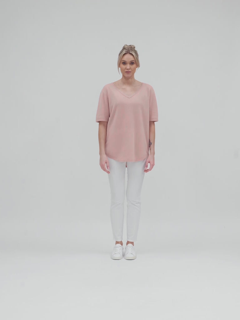 Cashmere T-shirt "Iben" 100% cashmere from Kashmina. Rose glow