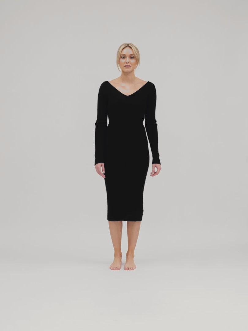 Cashmere dress "Frida", rib knitted dress in 100% cashmere from Kashmina