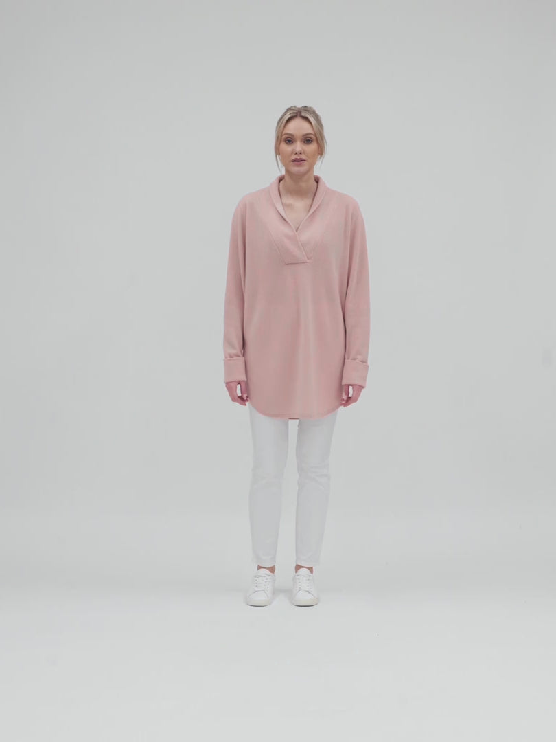 cashmere sweater Ida in 100% cashmere by Kashmina, rose glow color