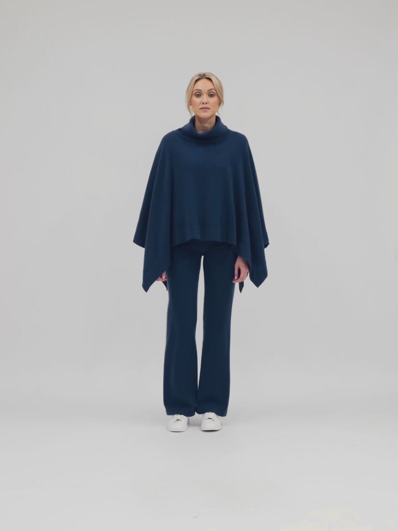 cashmere poncho, turtle neck, mountain blue 100% pure cashmere.