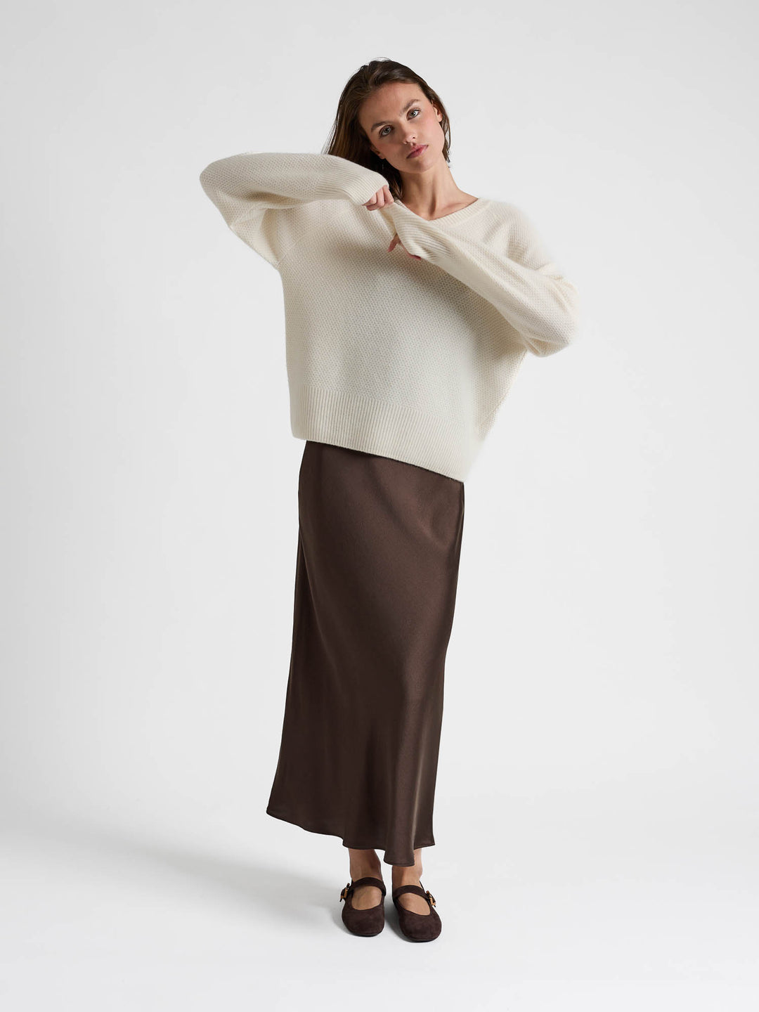 Silk dress "Dahlia" - Chocolate - 100% pure Cashmere - Scandinavian design - Kashmina