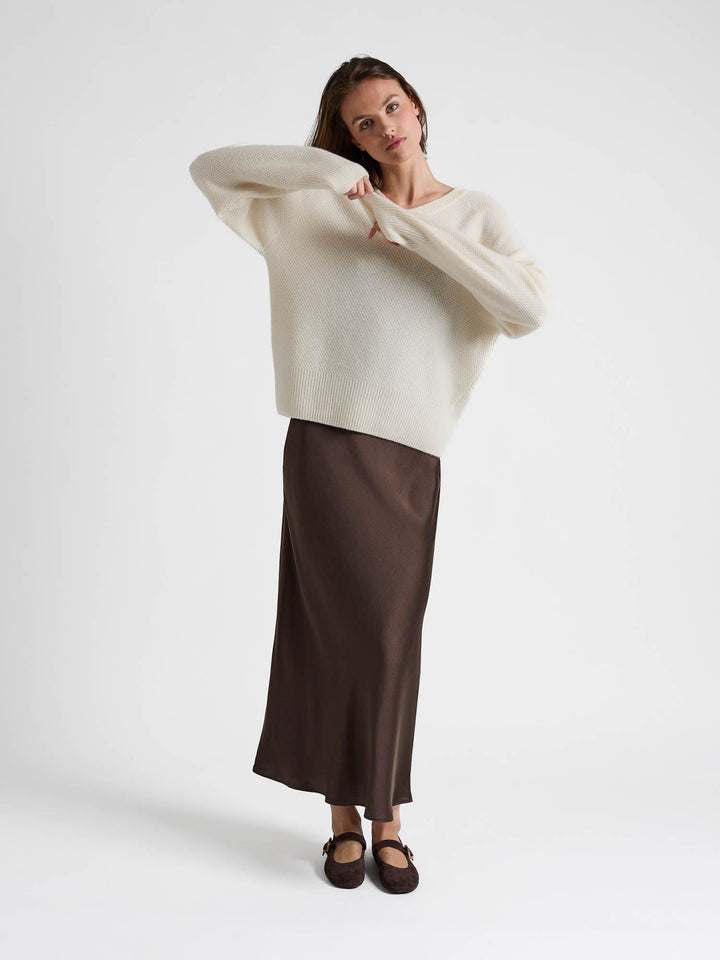Silk dress "Dahlia" - Chocolate - 100% pure Cashmere - Scandinavian design - Kashmina