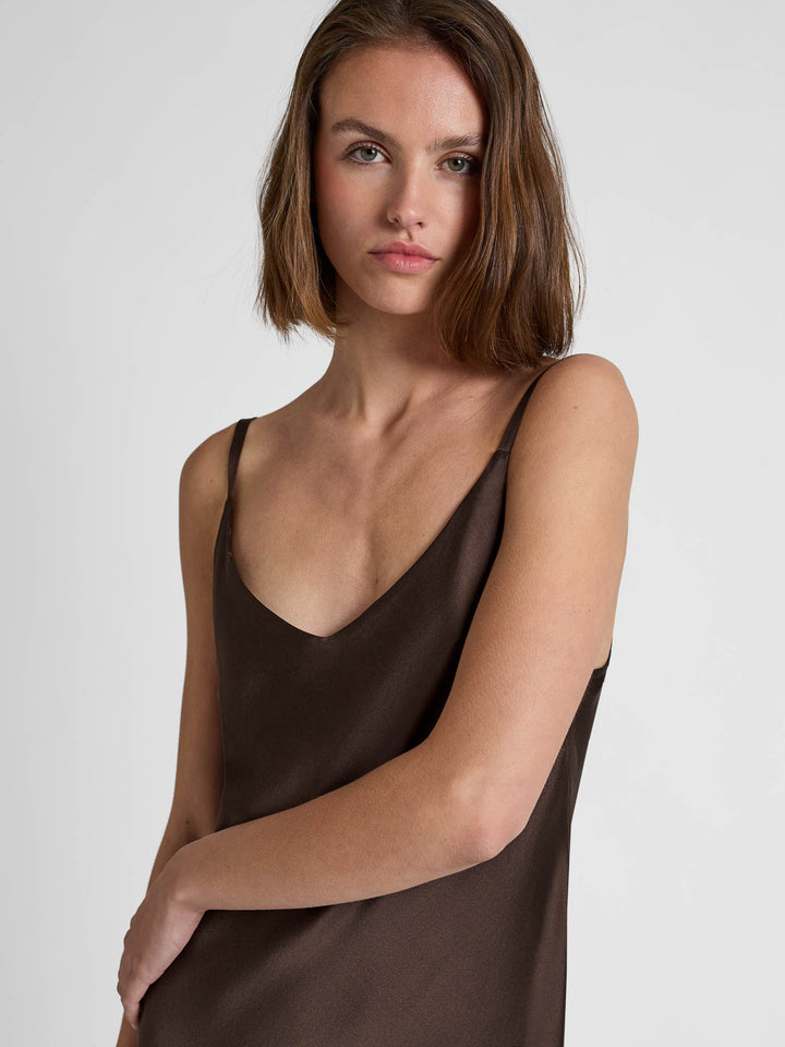 Silk dress "Dahlia" - Chocolate - 100% pure Cashmere - Scandinavian design - Kashmina
