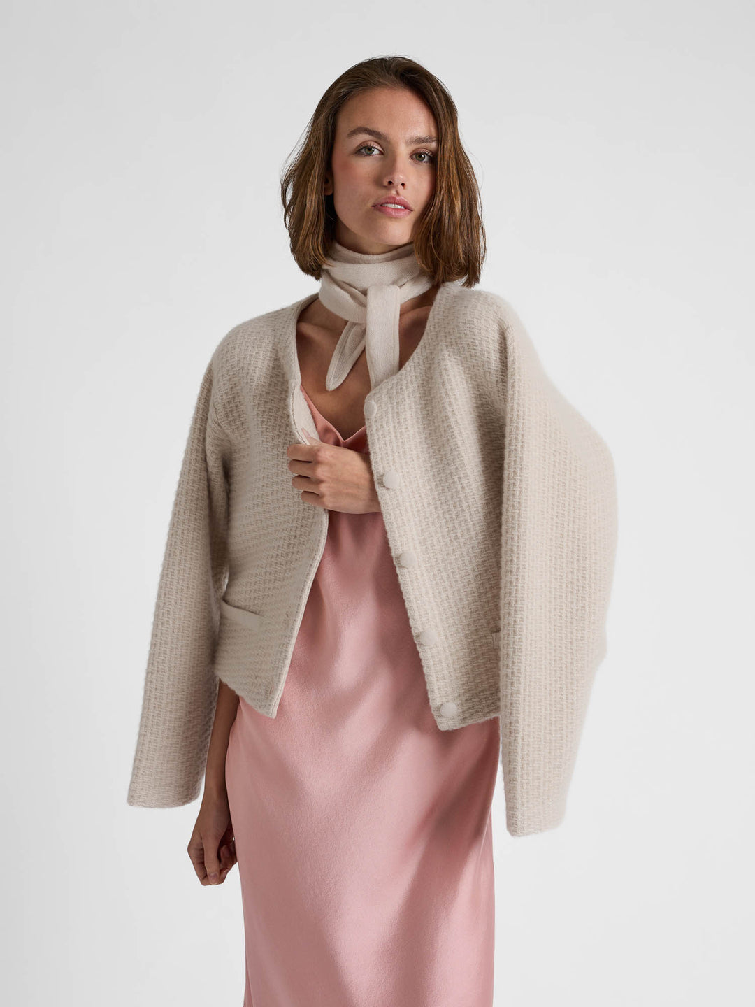 Silk dress "Dahlia" - Dusty rose - 100% pure Cashmere - Scandinavian design - Kashmina