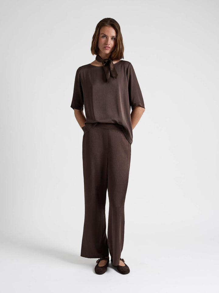 Silk scarf "Anemone" - Chocolate - 100% pure Cashmere - Scandinavian design - Kashmina