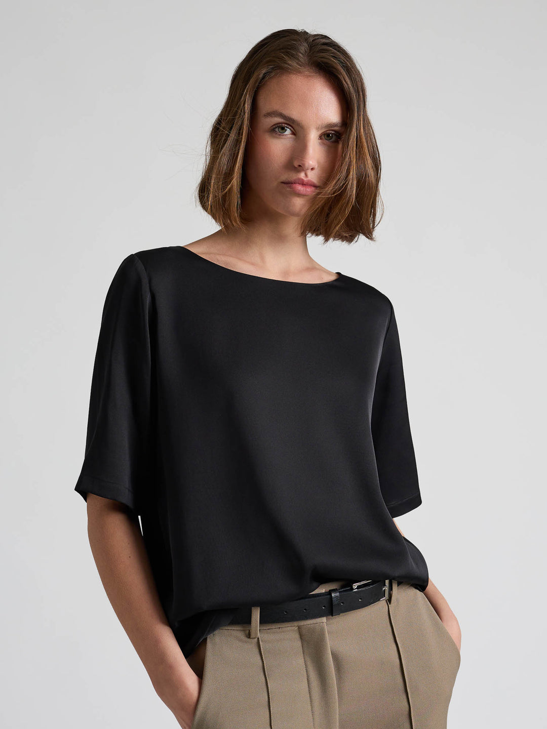 Silk blouse "Viola" - Black - 100% pure Cashmere - Scandinavian design - Kashmina