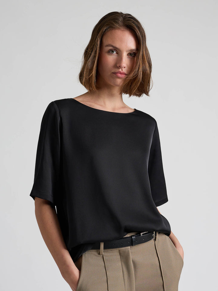 Silk blouse "Viola" - Black - 100% pure Cashmere - Scandinavian design - Kashmina