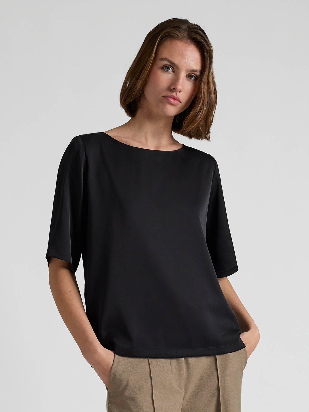 Silk blouse "Viola" - Black - 100% pure Cashmere - Scandinavian design - Kashmina