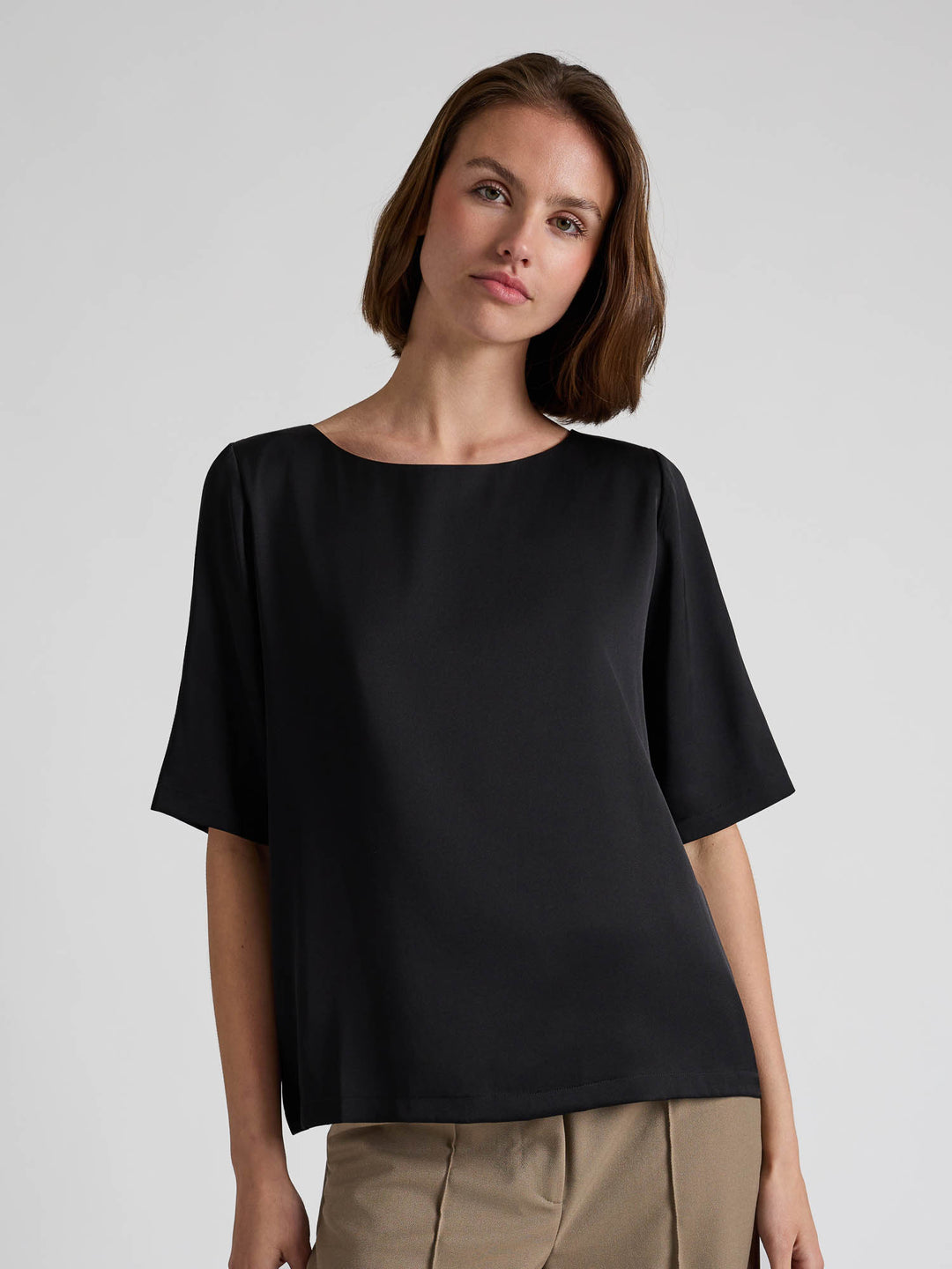 Silk blouse "Viola" - Black - 100% pure Cashmere - Scandinavian design - Kashmina