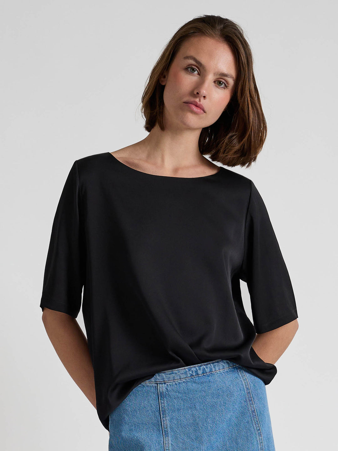Silk blouse "Viola" - Black - 100% pure Cashmere - Scandinavian design - Kashmina