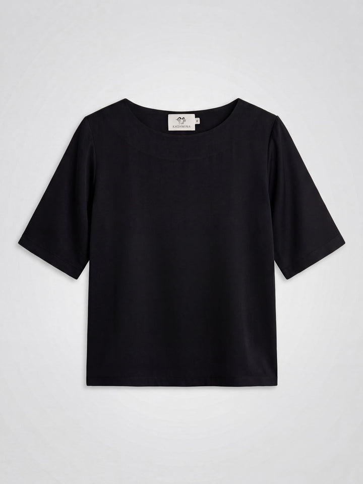 Silk blouse "Viola" - Black - 100% pure Cashmere - Scandinavian design - Kashmina