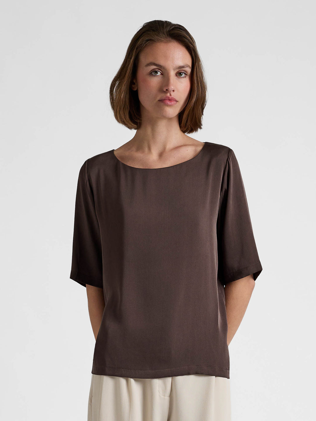 Silk blouse "Viola" - Chocolate - 100% pure Cashmere - Scandinavian design - Kashmina