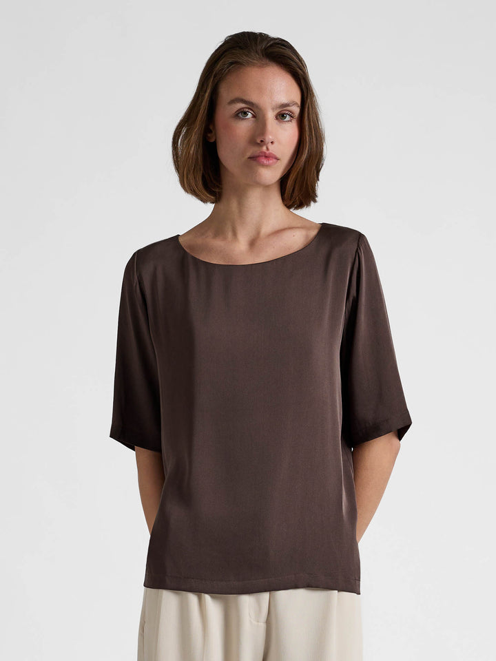 Silk blouse "Viola" - Chocolate - 100% pure Cashmere - Scandinavian design - Kashmina