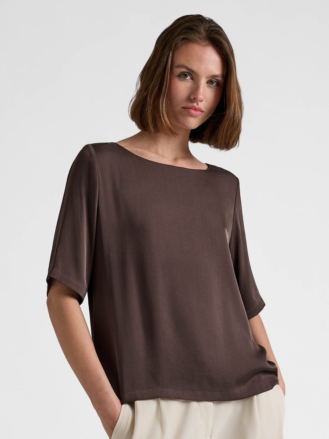 Silk blouse "Viola" - Chocolate - 100% pure Cashmere - Scandinavian design - Kashmina