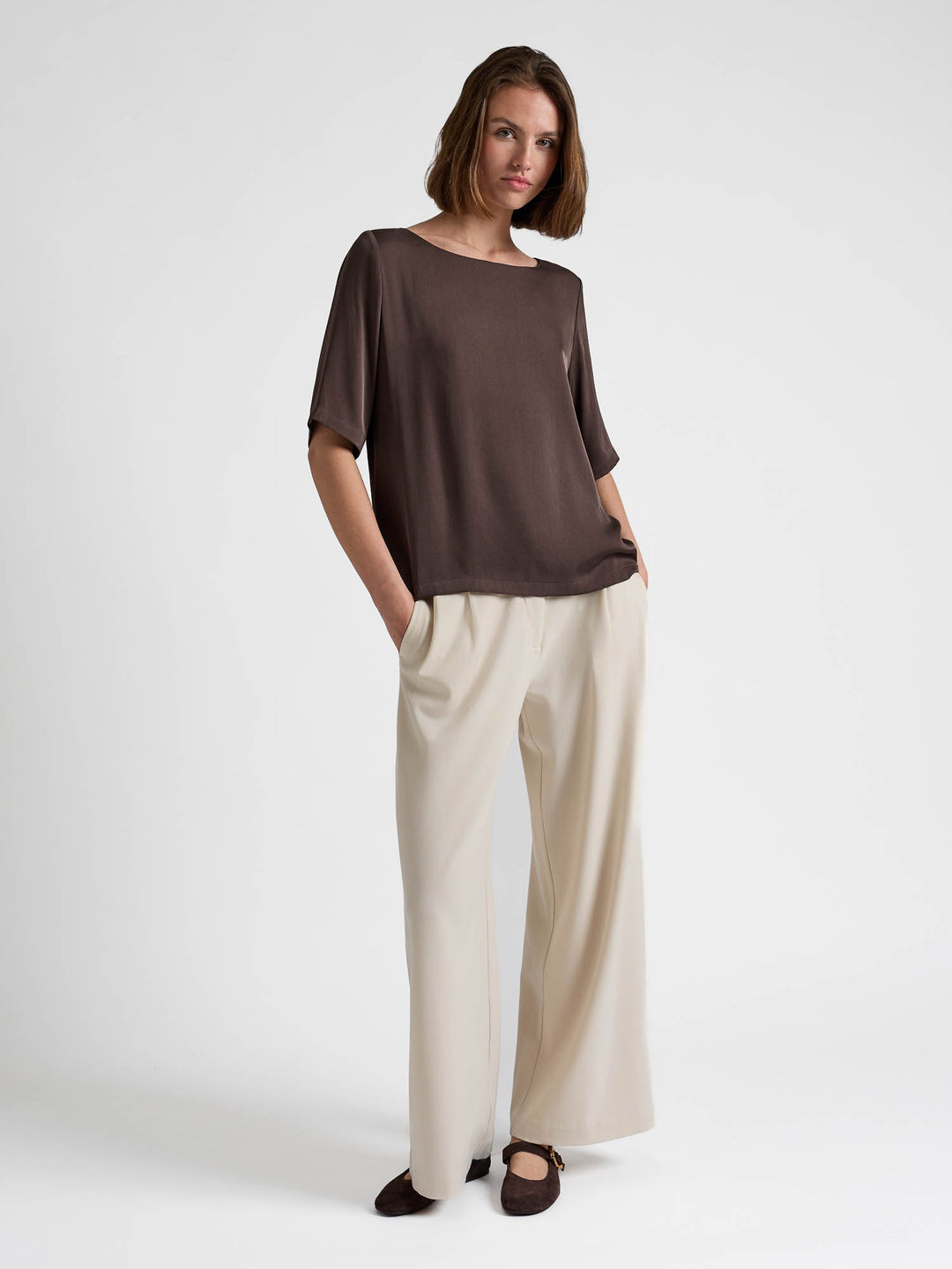 Silk blouse "Viola" - Chocolate - 100% pure Cashmere - Scandinavian design - Kashmina