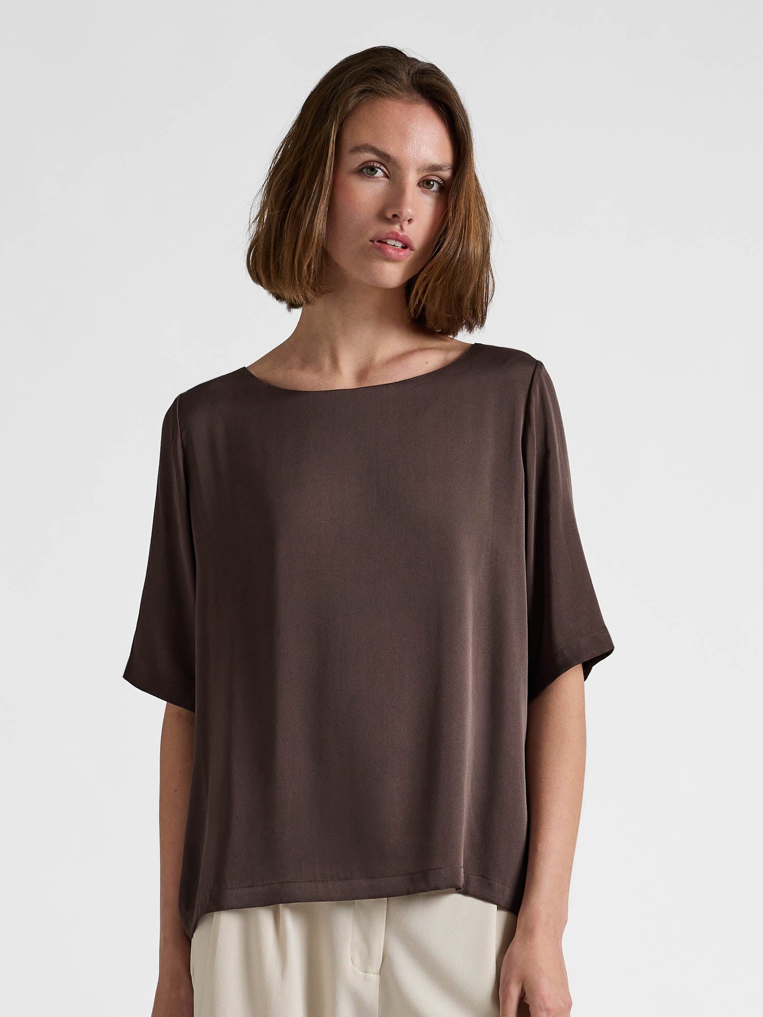 Silk Blouse | “Viola” – Brown | Silk Tops from Kashmina – Kashmina
