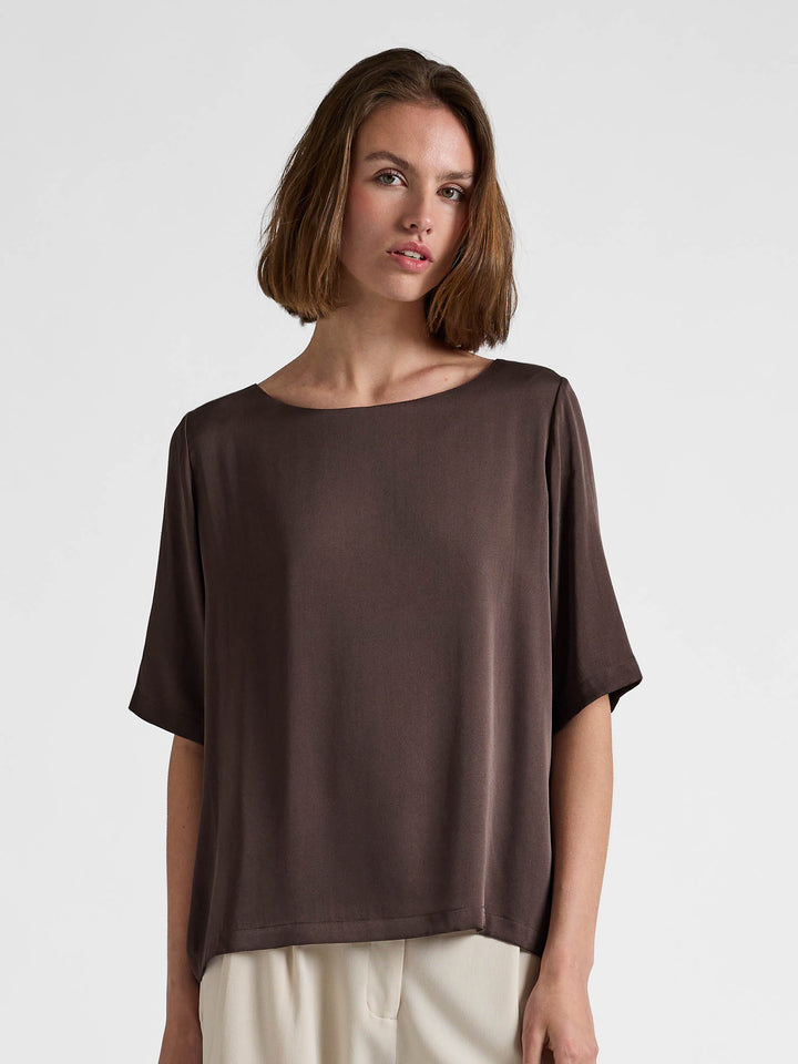 Silk blouse "Viola" - Chocolate - 100% pure Cashmere - Scandinavian design - Kashmina