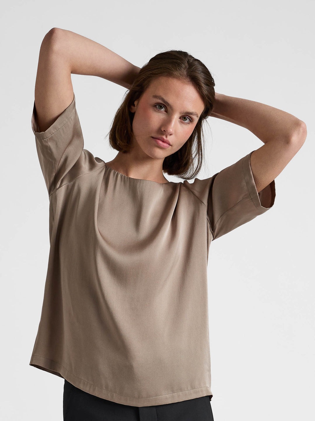Silk blouse "Viola" - Taupe - 100% pure Cashmere - Scandinavian design - Kashmina