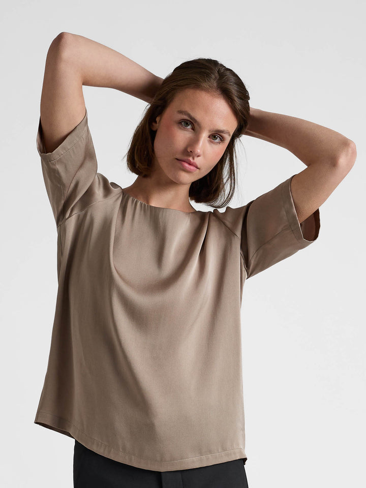 Silk blouse "Viola" - Taupe - 100% pure Cashmere - Scandinavian design - Kashmina