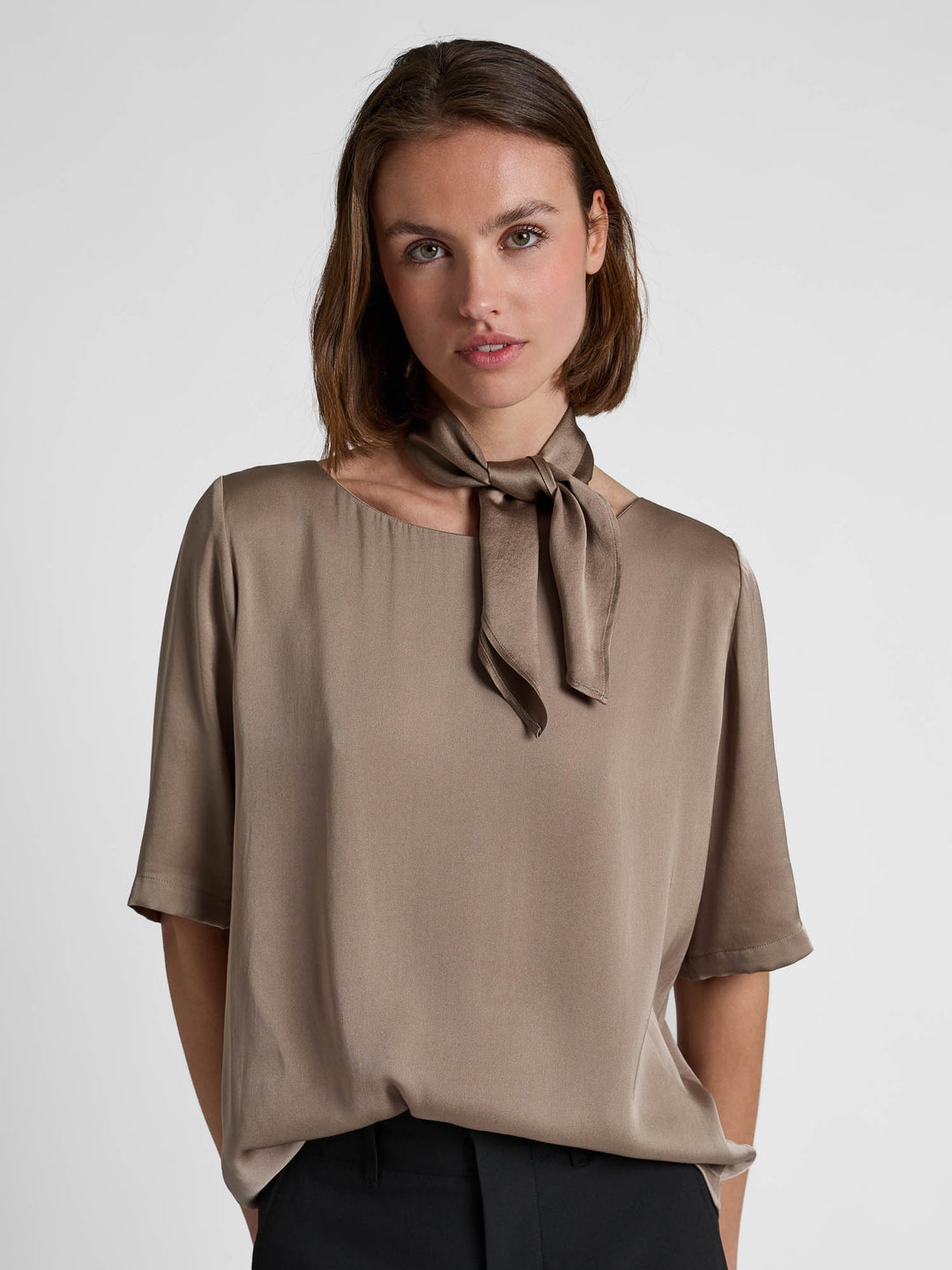 Silk scarf "Anemone" - Taupe - 100% pure Cashmere - Scandinavian design - Kashmina