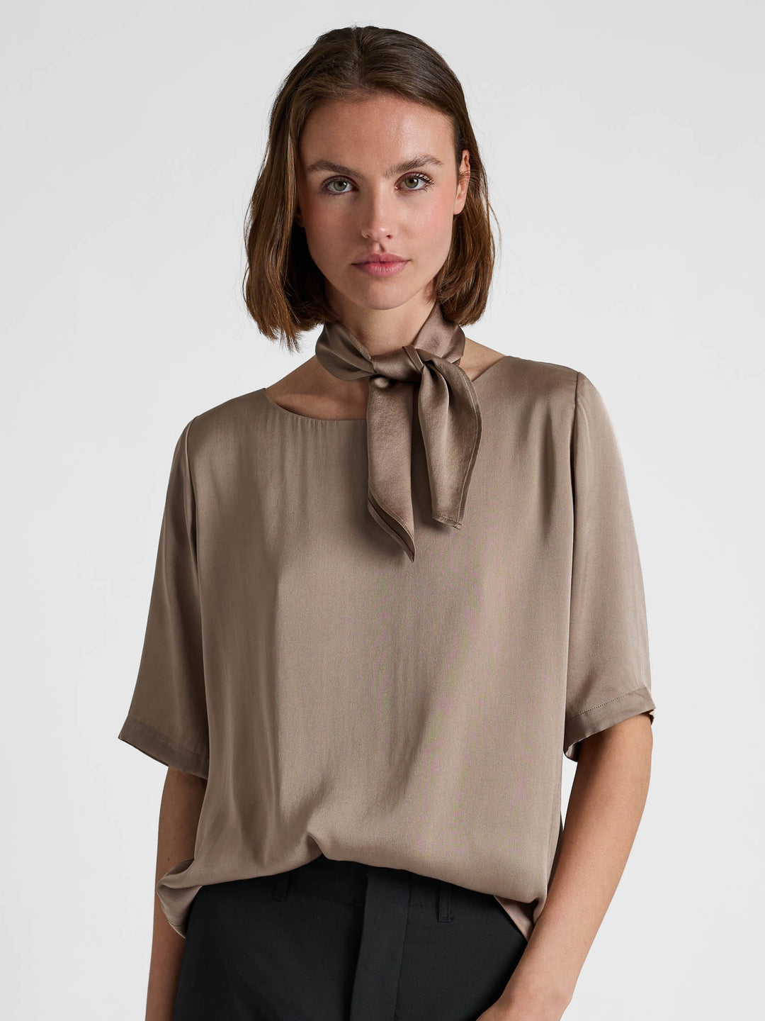 Silk blouse "Viola" - Taupe - 100% pure Cashmere - Scandinavian design - Kashmina