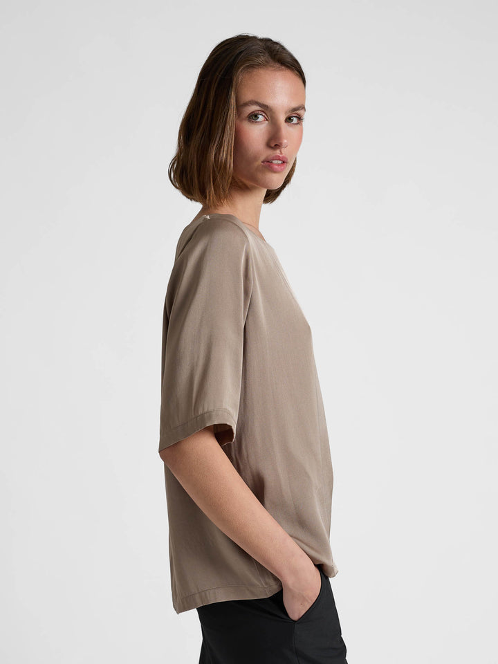 Silk blouse "Viola" - Taupe - 100% pure Cashmere - Scandinavian design - Kashmina