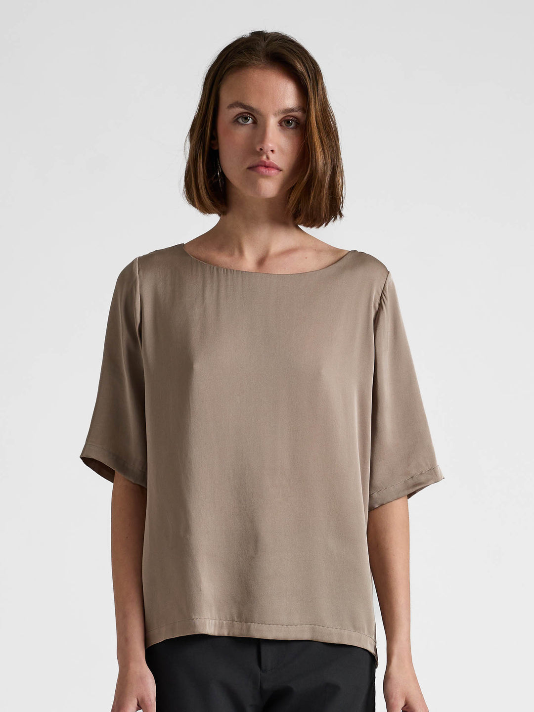Silk blouse "Viola" - Taupe - 100% pure Cashmere - Scandinavian design - Kashmina