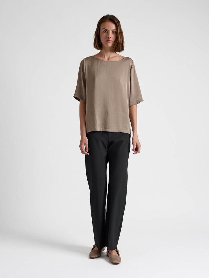 Silk blouse "Viola" - Taupe - 100% pure Cashmere - Scandinavian design - Kashmina