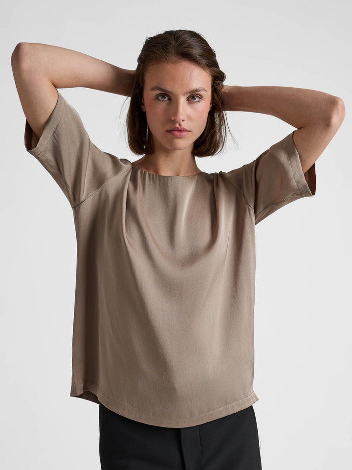 Silk blouse "Viola" - Taupe - 100% pure Cashmere - Scandinavian design - Kashmina