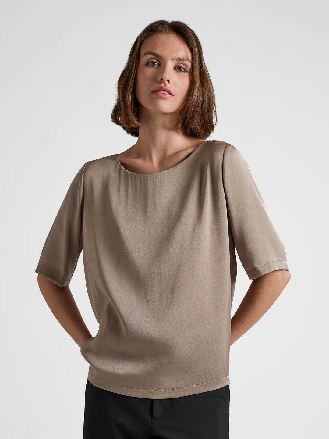 Silk blouse "Viola" - Taupe - 100% pure Cashmere - Scandinavian design - Kashmina
