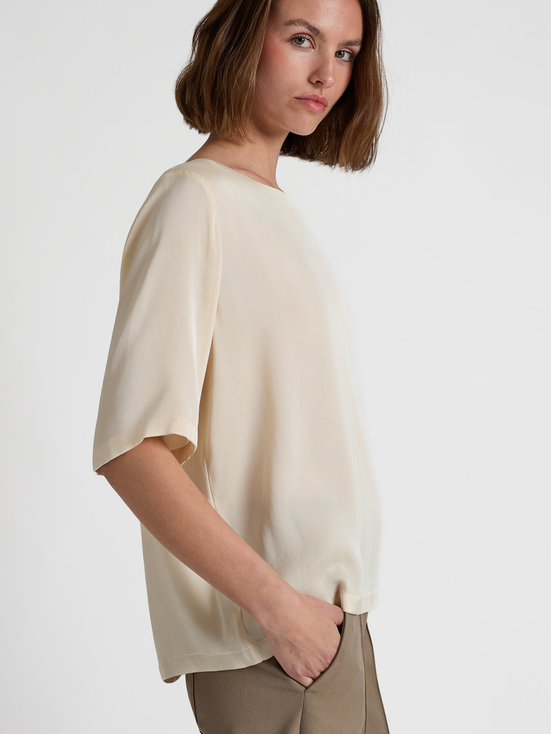 Silk blouse "Viola" - Vanilla - 100% pure Cashmere - Scandinavian design - Kashmina