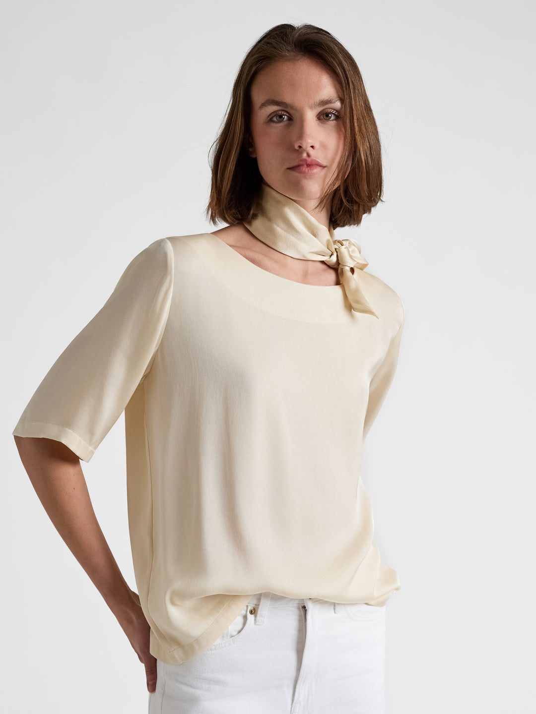 Silk scarf "Anemone" - Vanilla - 100% pure Cashmere - Scandinavian design - Kashmina