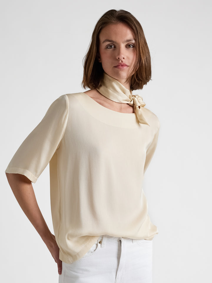 Silk scarf "Anemone" - Vanilla - 100% pure Cashmere - Scandinavian design - Kashmina
