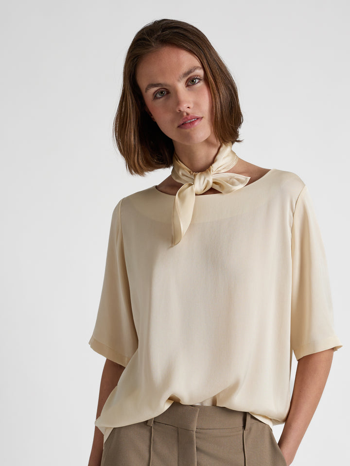 Silk scarf "Anemone" - Vanilla - 100% pure Cashmere - Scandinavian design - Kashmina