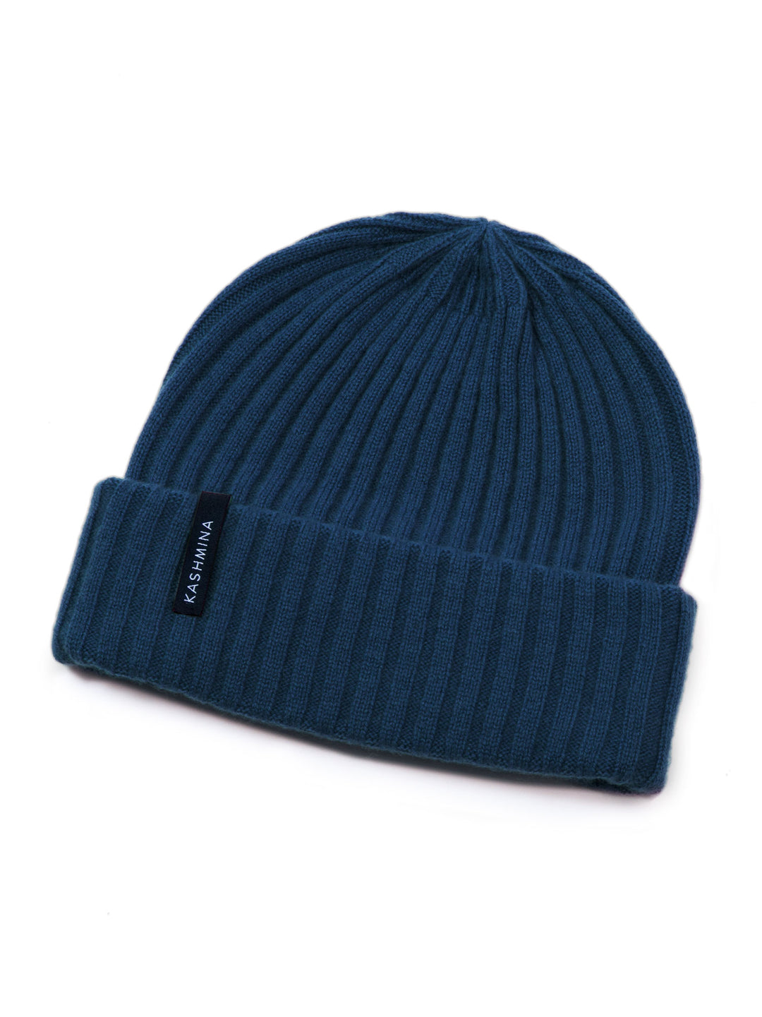 cashmere hat "fat rib" mountain blue, 100% cashmere from Kashmina, Norwegian design beanie