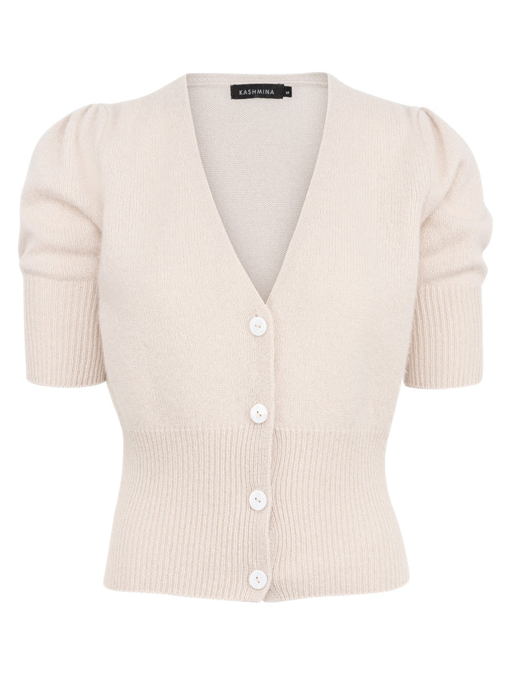 Cashmere cardigan Grace in 100% cashmere by Kashmina, pearl