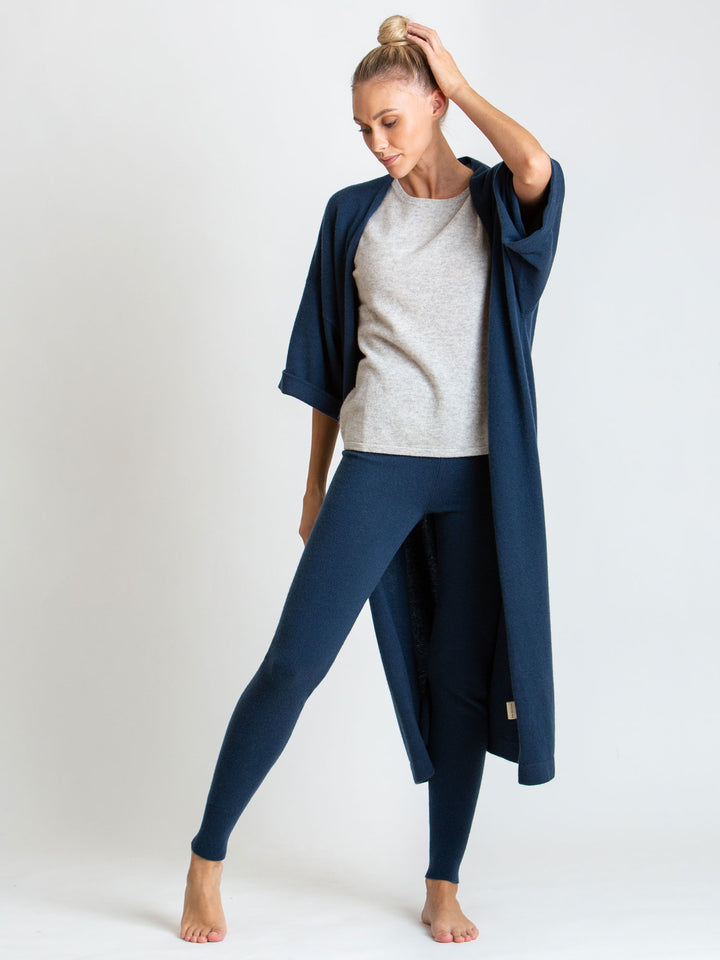 cashmere cardigan from Kashmina, 100% pure cashmere, Norwegian design, kaftan, long cardigan, mountain blue