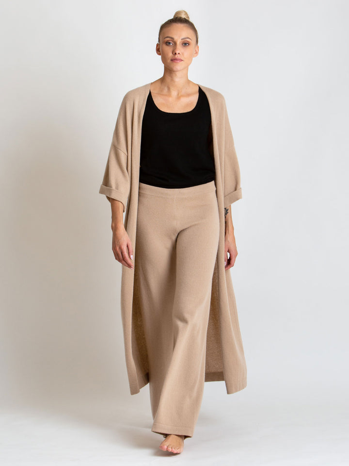 cashmere cardigan from Kashmina, 100% pure cashmere, Norwegian design, kaftan, long cardigan, sand